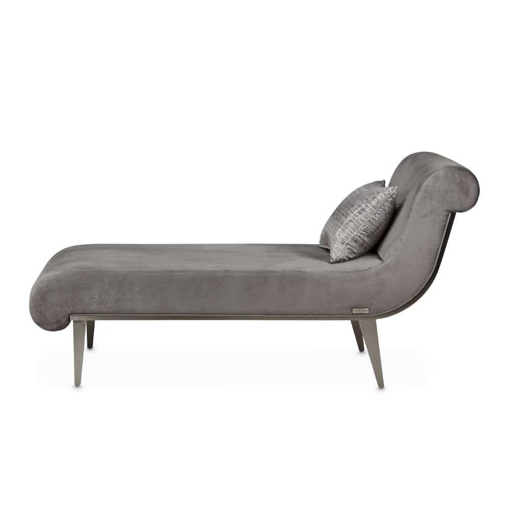 AICO by Michael Amini - Roxbury Park Velvet Chaise - Gray Pearl/Stainless Steel - N9006841-GRPRL-13 veiw 2