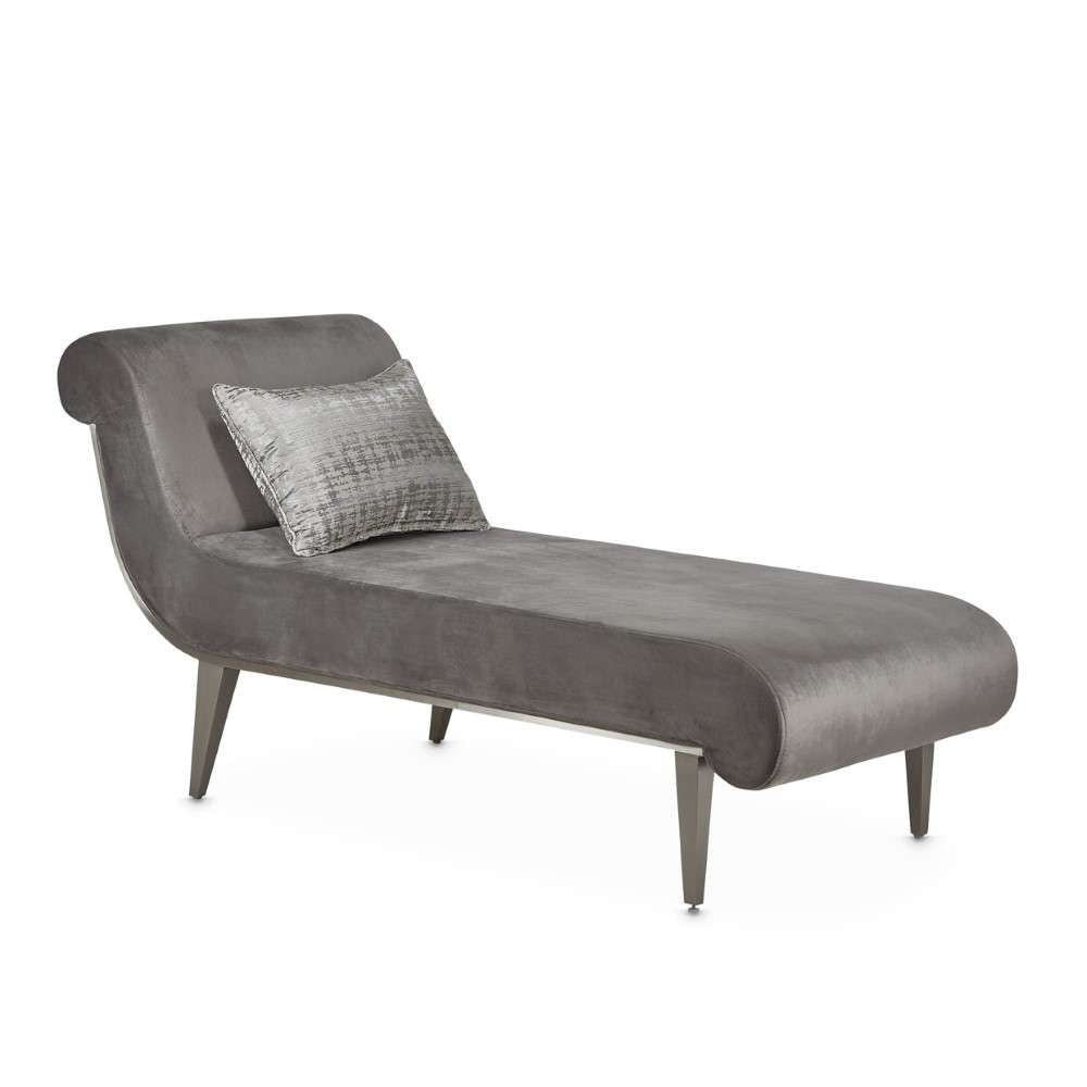 AICO by Michael Amini - Roxbury Park Velvet Chaise - Gray Pearl/Stainless Steel - N9006841-GRPRL-13 veiw 3