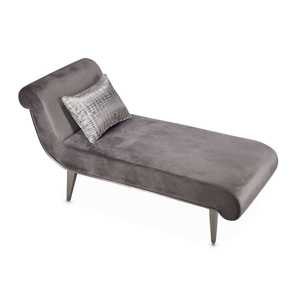 AICO by Michael Amini - Roxbury Park Velvet Chaise - Gray Pearl/Stainless Steel - N9006841-GRPRL-13 veiw 7