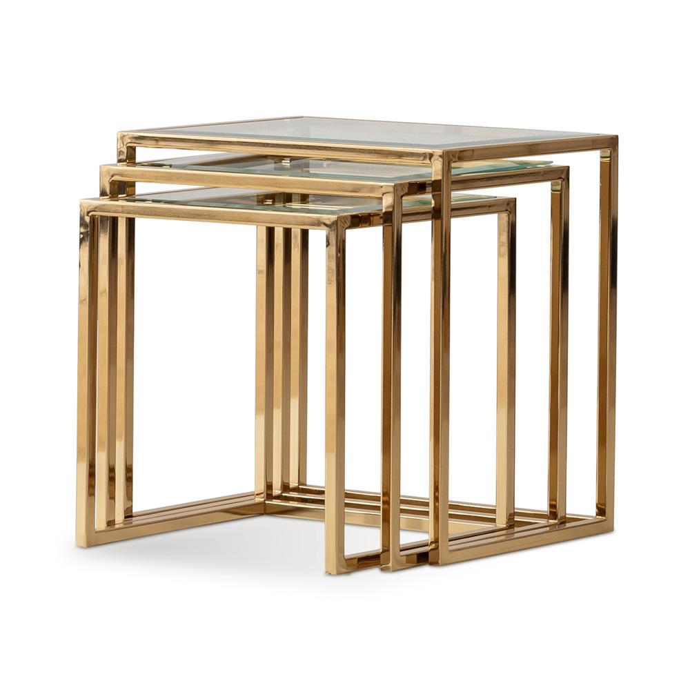 AICO by Michael Amini - Savannah Breeze Set of 3 Nesting Tables - Bright Gold - LFR-SBRZ224-806 veiw 1