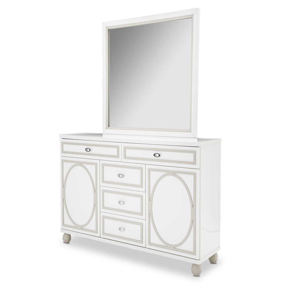 AICO by Michael Amini - Sky Tower Dresser with Mirror - Cloud White - N9025650SA-60-108 veiw 1