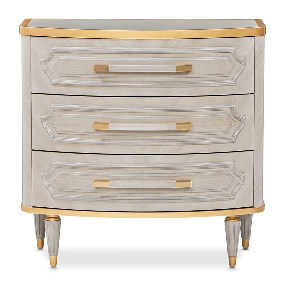 AICO by Michael Amini - St. Charles 3-Drawer Nightstand - Dove Gray - 9088040-803 veiw 2