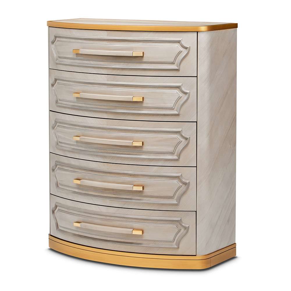 AICO by Michael Amini - St. Charles 5-Drawer Highboy Chest - Dove Gray - 9088070SA-803 veiw 1
