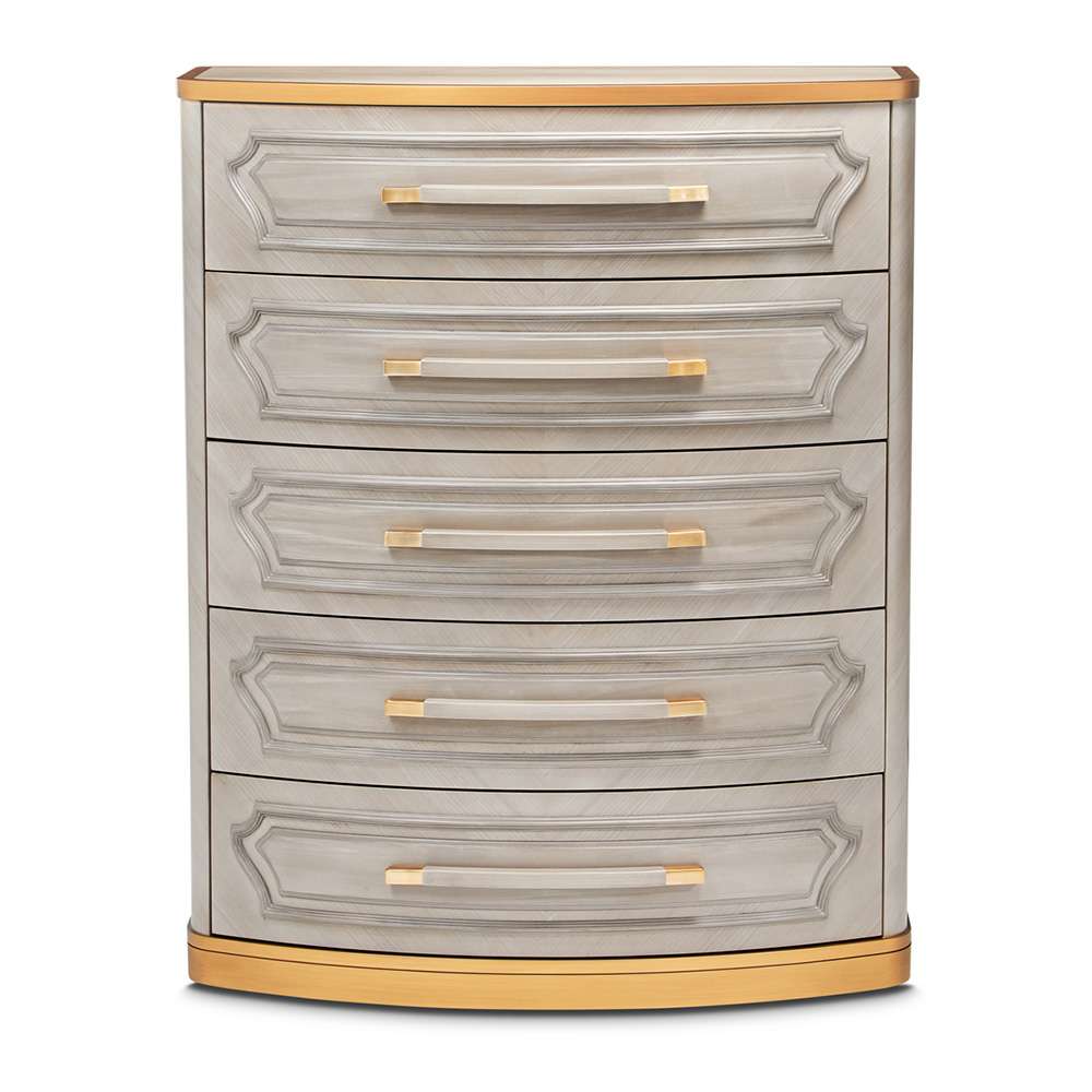 AICO by Michael Amini - St. Charles 5-Drawer Highboy Chest - Dove Gray - 9088070SA-803 veiw 2