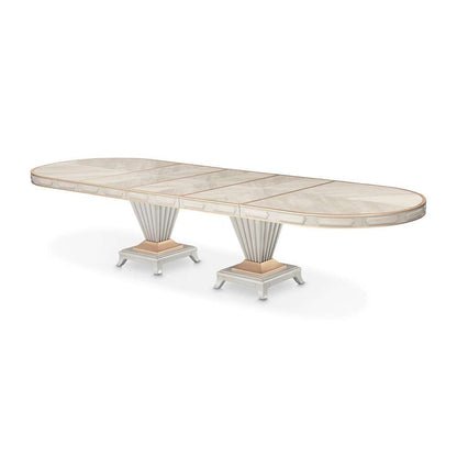 AICO by Michael Amini - St. Charles Double Pedestal Dining Table -  Dove Gray - 9088002-803 veiw 1