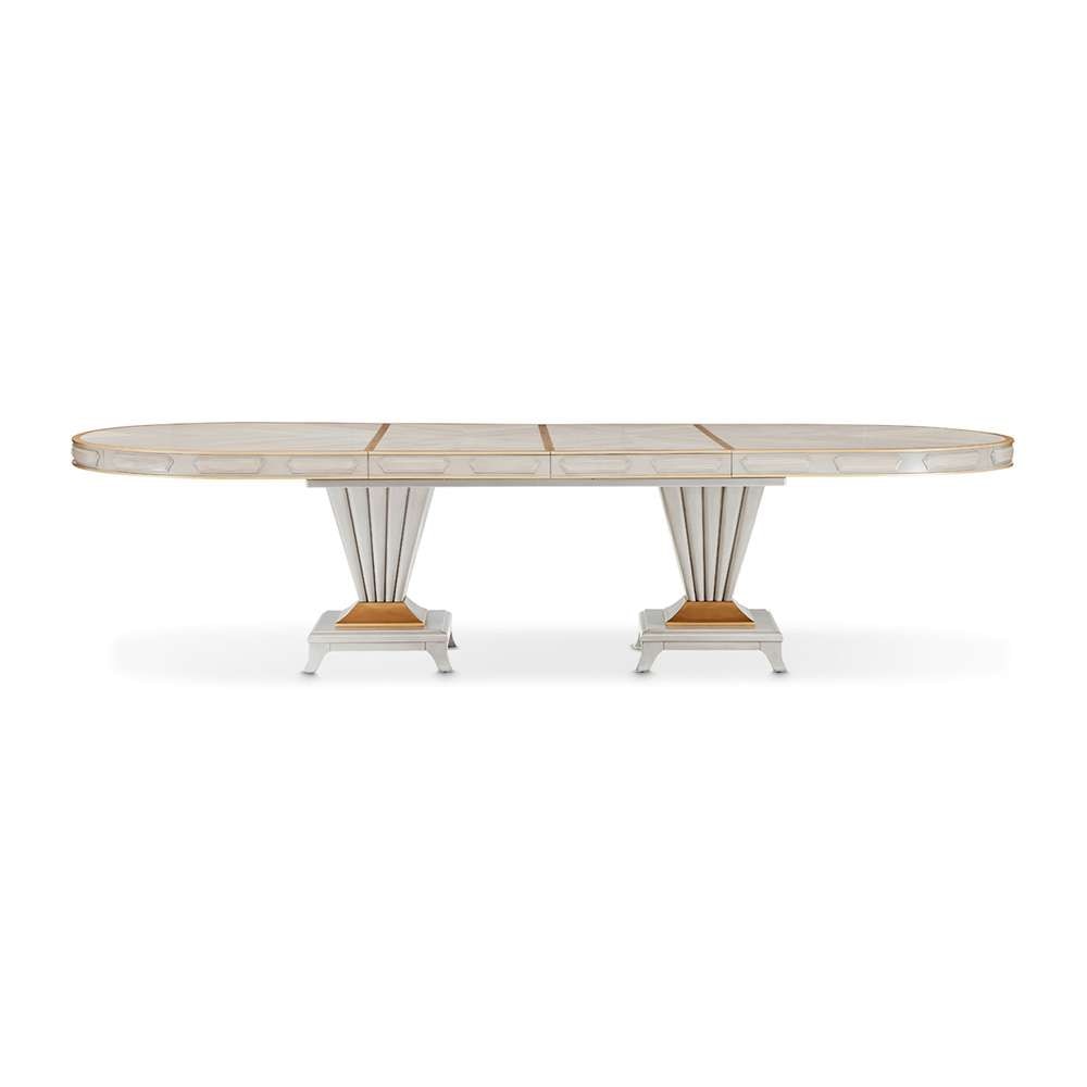 AICO by Michael Amini - St. Charles Double Pedestal Dining Table -  Dove Gray - 9088002-803 veiw 6