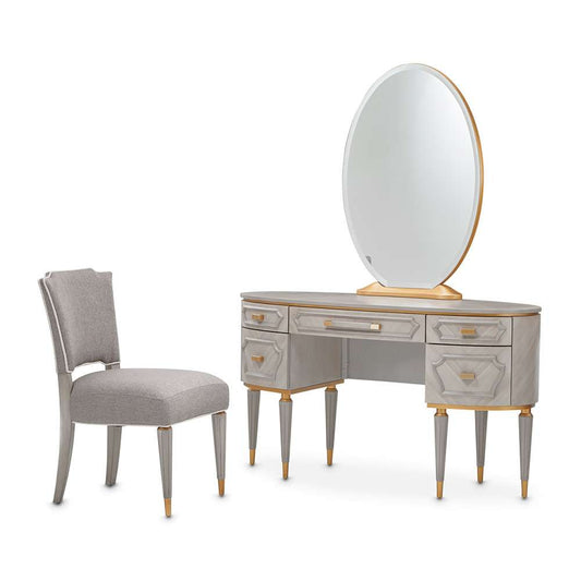 AICO by Michael Amini - St. Charles Vanity Desk with Mirror & Chair - Dove Gray - 9088058VAN3-803 veiw 1