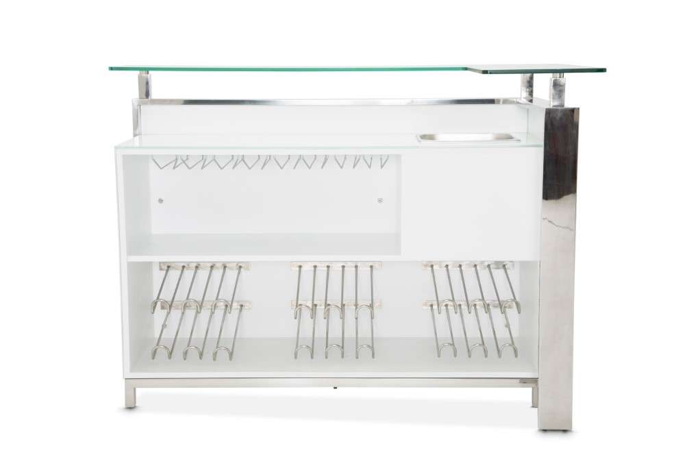 AICO by Michael Amini - State St. - Bar with Glass Top - Glossy White - N9016500-116 veiw 1