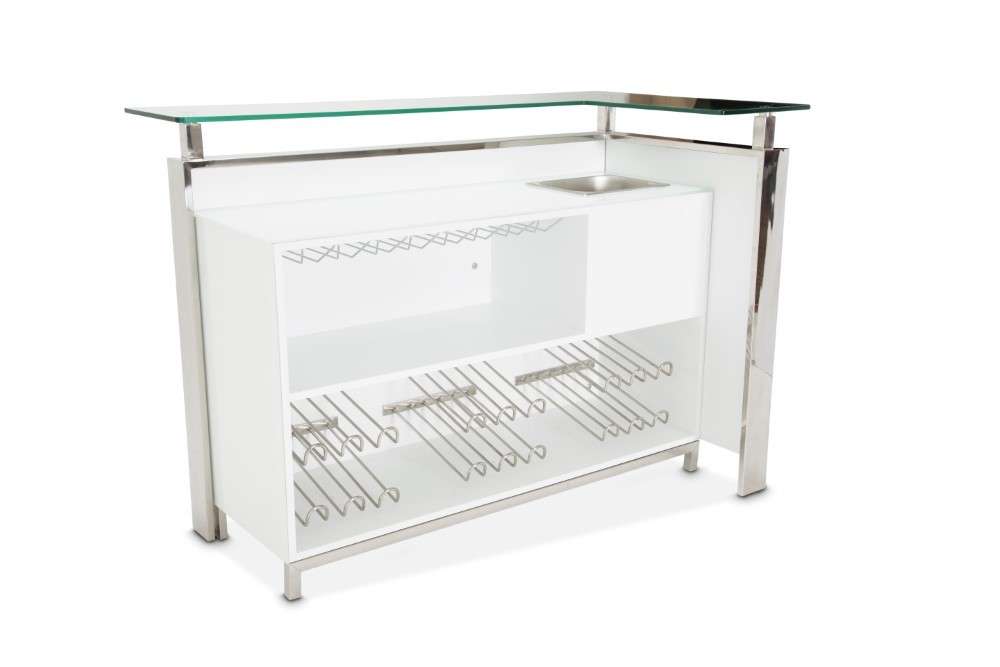 AICO by Michael Amini - State St. - Bar with Glass Top - Glossy White - N9016500-116 veiw 5
