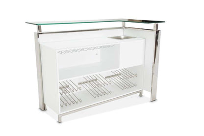 AICO by Michael Amini - State St. - Bar with Glass Top - Glossy White - N9016500-116 veiw 5