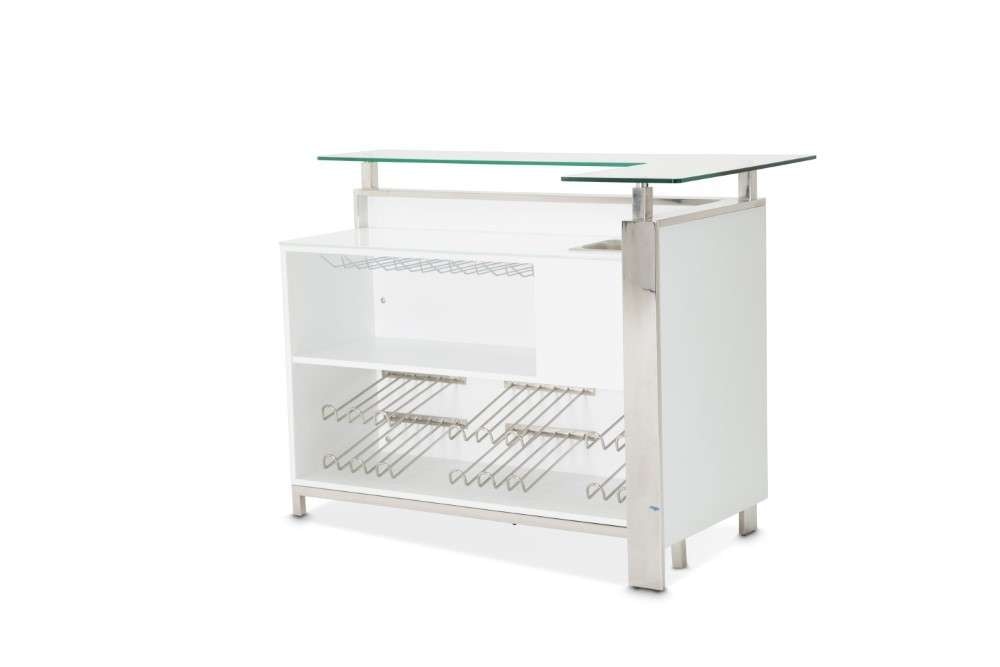 AICO by Michael Amini - State St. - Bar with Glass Top - Glossy White - N9016500-116 veiw 9