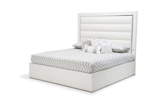 AICO by Michael Amini - State St. - Cal. King Upholstered Panel Bed - Glossy White - N9016000CKP-116 veiw 1