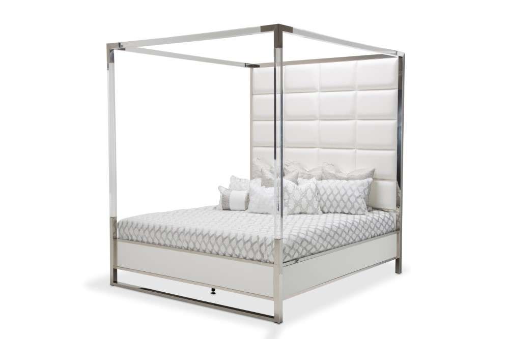 AICO by Michael Amini - State St. - Eastern King Metal Bed - Glossy White - N9016000EK4-116 veiw 1