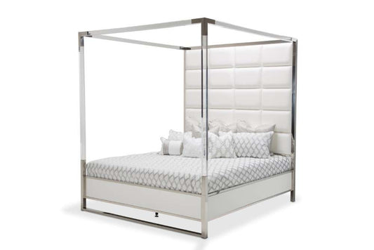 AICO by Michael Amini - State St. - Eastern King Metal Bed - Glossy White - N9016000EK4-116 veiw 1