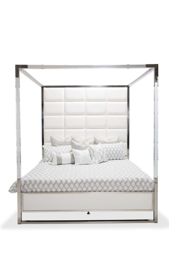 AICO by Michael Amini - State St. - Eastern King Metal Bed - Glossy White - N9016000EK4-116 veiw 2