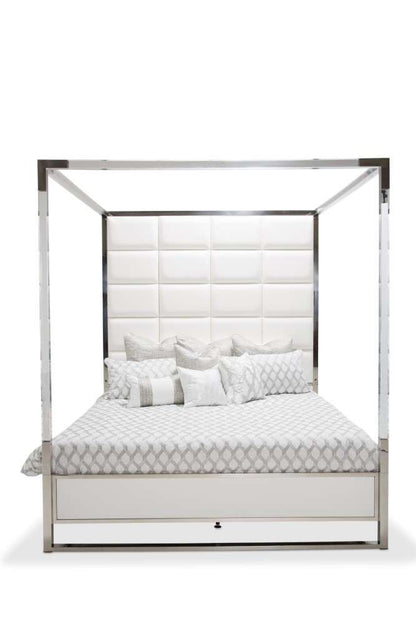 AICO by Michael Amini - State St. - Eastern King Metal Bed - Glossy White - N9016000EK4-116 veiw 2