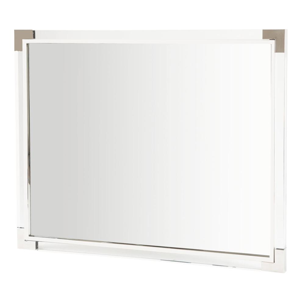 AICO by Michael Amini - State St. Metal Wall Mirror in Glossy White - N9016260-116 veiw 1