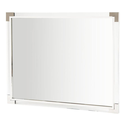 AICO by Michael Amini - State St. Metal Wall Mirror in Glossy White - N9016260-116 veiw 1
