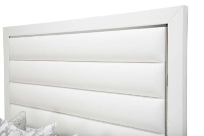AICO by Michael Amini - State St. - Queen Upholstered Panel Bed - Glossy White - N9016000QNP-116 veiw 3