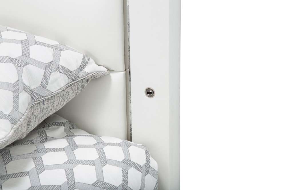 AICO by Michael Amini - State St. - Queen Upholstered Panel Bed - Glossy White - N9016000QNP-116 veiw 5