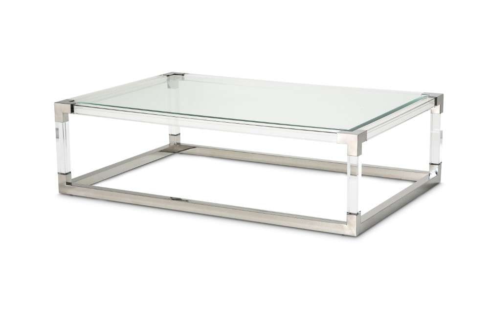 AICO by Michael Amini - State St. - Rectangular Cocktail Table - Stainless Steel - N9016301-13 veiw 1