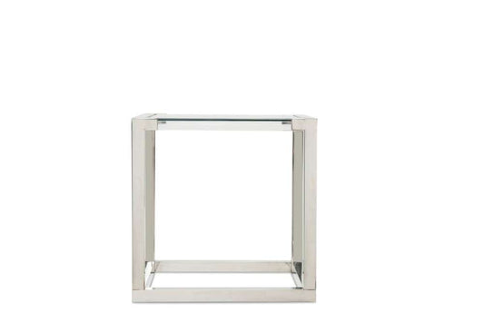 AICO by Michael Amini - State St. - Square End Table with Glass Top, Stainlees Steel Frame & Base - Stainless Steel - N9016302S-13 veiw 2