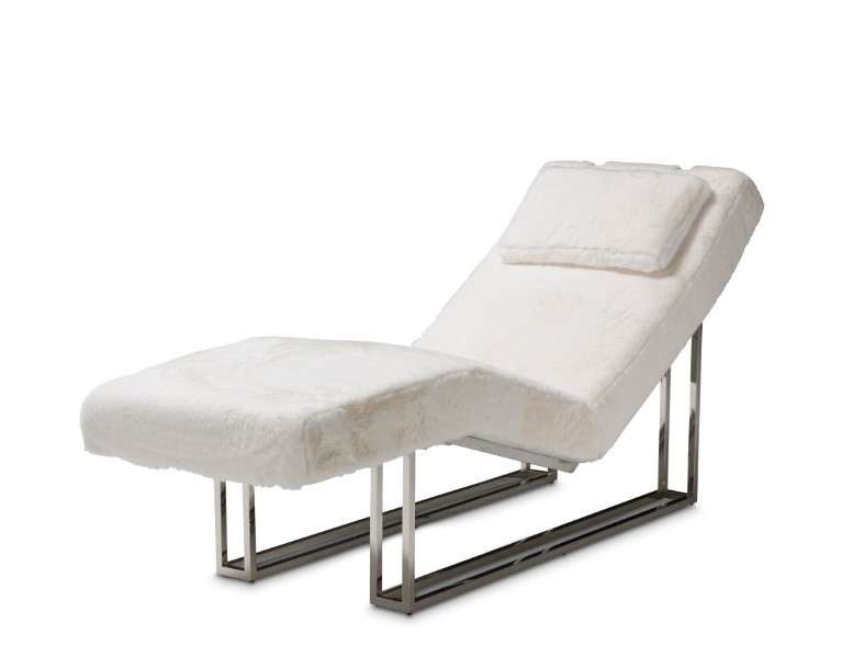 AICO by Michael Amini - Trance Astro - Faux Fur Chaise, Moonstone - Stainless Steel - TR-ASTRO41-MST-13 veiw 1