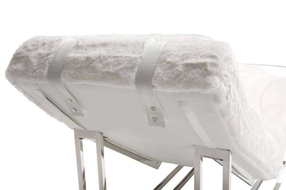 AICO by Michael Amini - Trance Astro - Faux Fur Chaise, Moonstone - Stainless Steel - TR-ASTRO41-MST-13 veiw 3