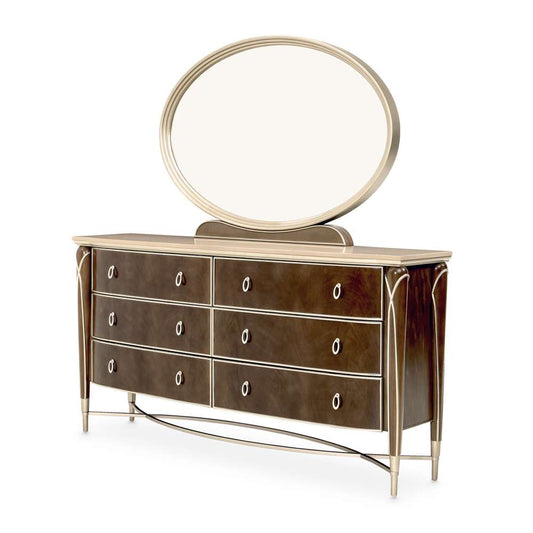 AICO by Michael Amini - VillaÂ Cherie Dresser & Mirror - Hazelnut - N9008050SA-60-410 veiw 1