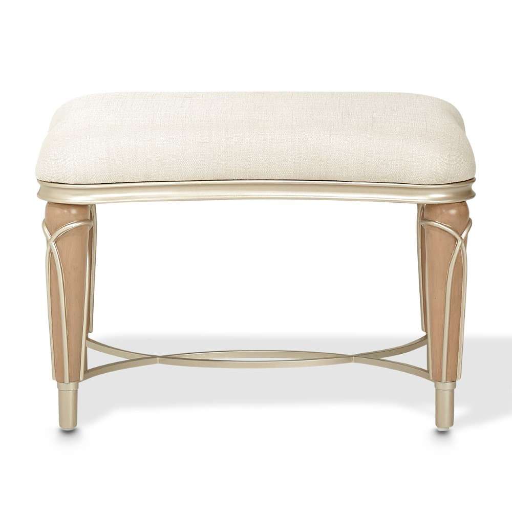 AICO by Michael Amini - Villa Cherie Ottoman - Pearl/Caramel - N9008875-PEARL-134 veiw 2