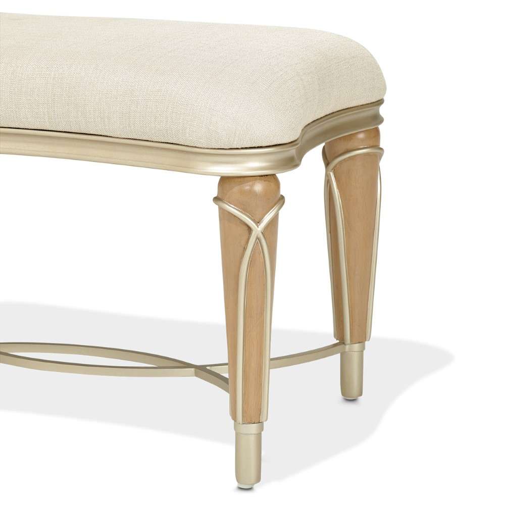 AICO by Michael Amini - Villa Cherie Ottoman - Pearl/Caramel - N9008875-PEARL-134 veiw 4