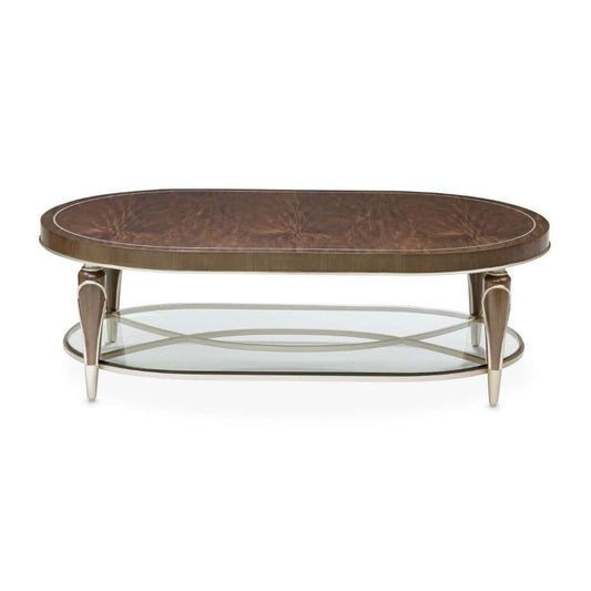AICO by Michael Amini - VillaÂ Cherie Oval Cocktail Table - Hazelnut - N9008201-410 veiw 2