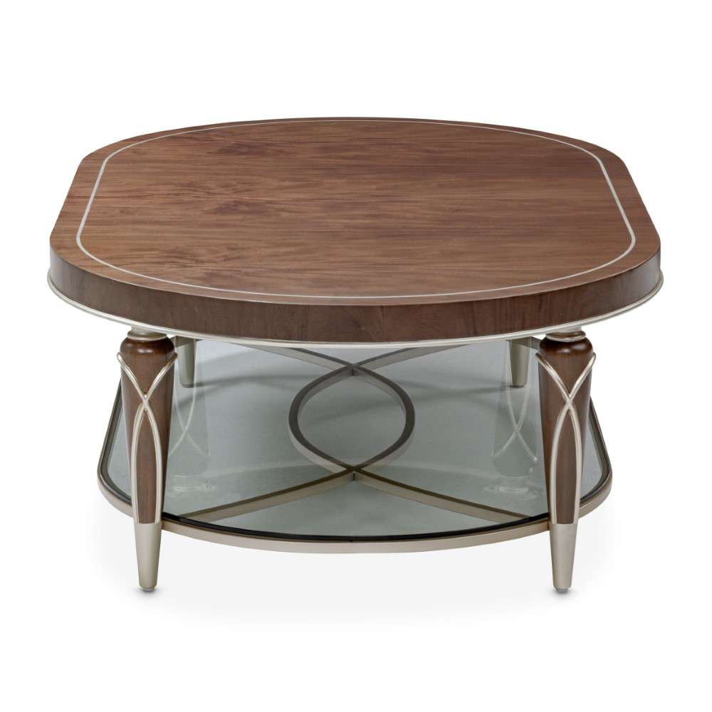 AICO by Michael Amini - VillaÂ Cherie Oval Cocktail Table - Hazelnut - N9008201-410 veiw 3