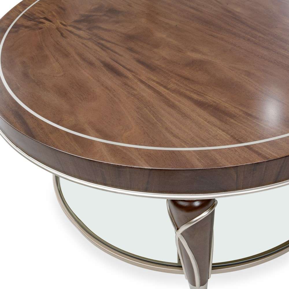 AICO by Michael Amini - VillaÂ Cherie Oval Cocktail Table - Hazelnut - N9008201-410 veiw 6