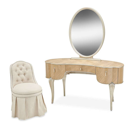 AICO by Michael Amini - Villa Cherie Vanity Set with Mirror & Chair- Caramel - N9008000VAN3-134 veiw 1
