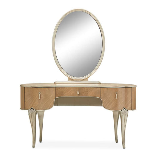 AICO by Michael Amini - Villa Cherie Vanity with Mirror - Caramel - N9008000VAN2-134 veiw 1