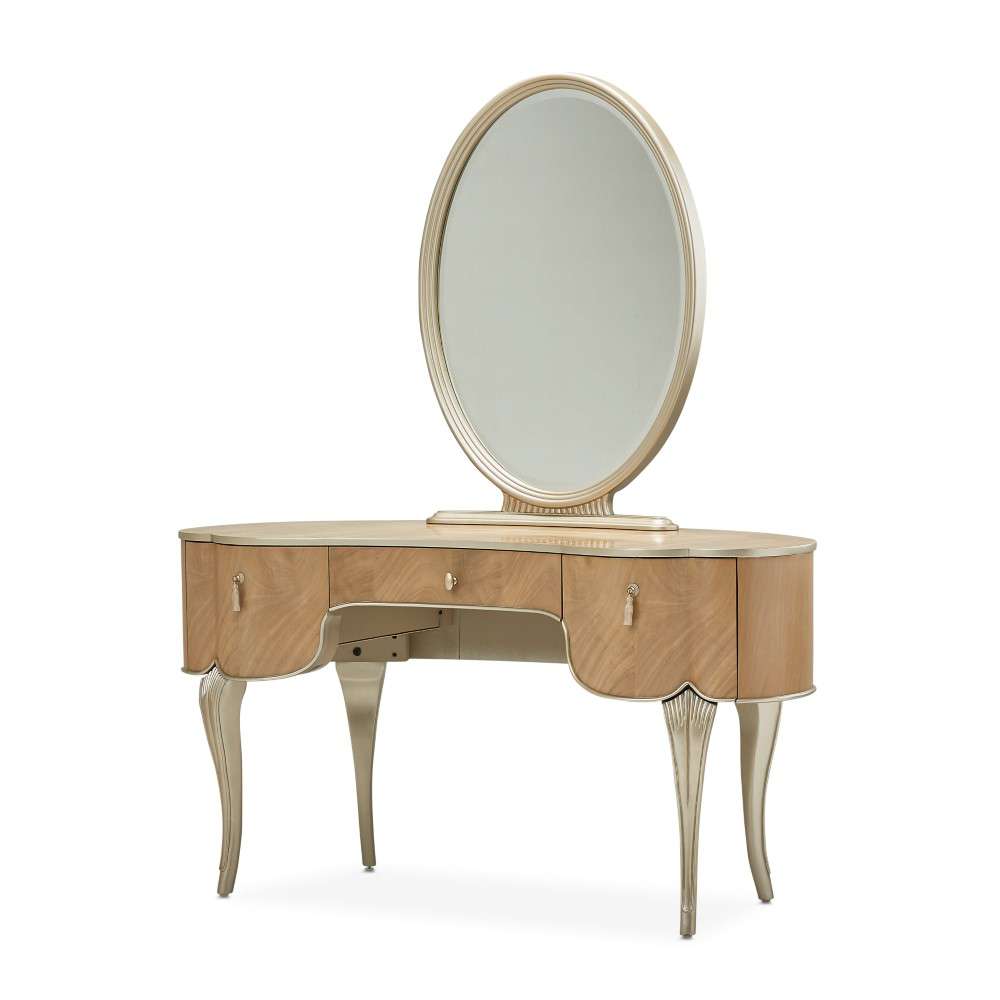 AICO by Michael Amini - Villa Cherie Vanity with Mirror - Caramel - N9008000VAN2-134 veiw 2
