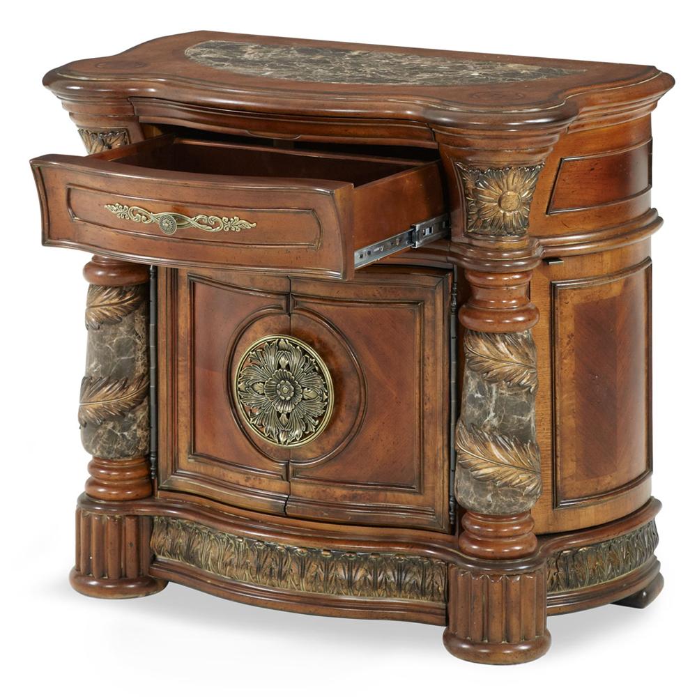 AICO by Michael Amini - Villa Valencia Bedside Chest in Classic Chestnut - 72040-55 veiw 2