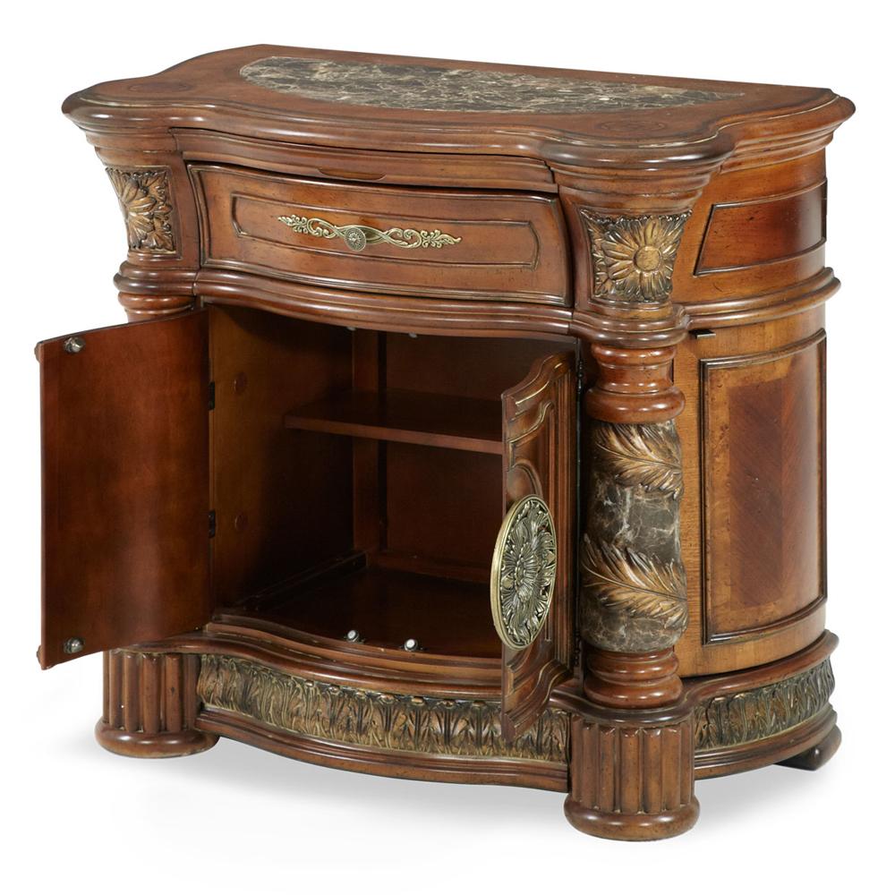 AICO by Michael Amini - Villa Valencia Bedside Chest in Classic Chestnut - 72040-55 veiw 4