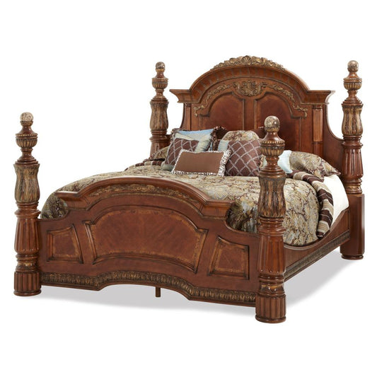 AICO by Michael Amini - Villa Valencia Cal. King Low Post Bedroom Set (9 pc) in Classic Chestnut veiw 1