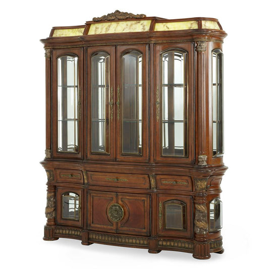AICO by Michael Amini - Villa Valencia China and Buffet with Light Box in Classic Chestnut - 72005-6LB-55 veiw 1
