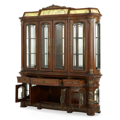 AICO by Michael Amini - Villa Valencia China and Buffet with Light Box in Classic Chestnut - 72005-6LB-55 veiw 3