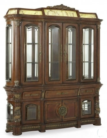 AICO by Michael Amini - Villa Valencia Rect. Dining Room Set w/ China/Buffet (12 pc) in Classic Chestnut - 72000DRS11CB-55 veiw 7