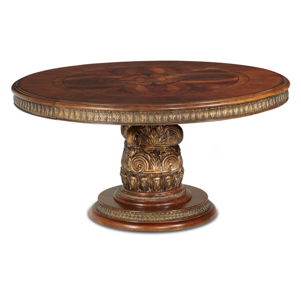 AICO by Michael Amini - Villa Valencia Round Dining Table in Classic Chestnut - 72001-55 veiw 1