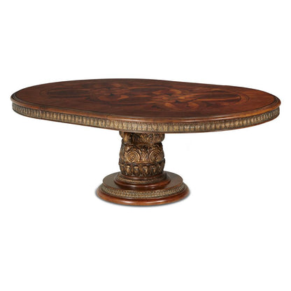 AICO by Michael Amini - Villa Valencia Round Dining Table in Classic Chestnut - 72001-55 veiw 3
