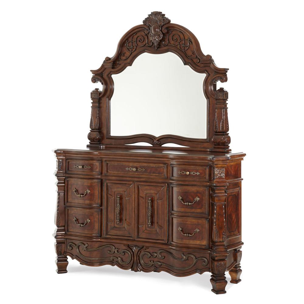 AICO by Michael Amini - Windsor Court Dresser and Mirror in Vintage Fruitwood - 70050SA-60-54 veiw 1