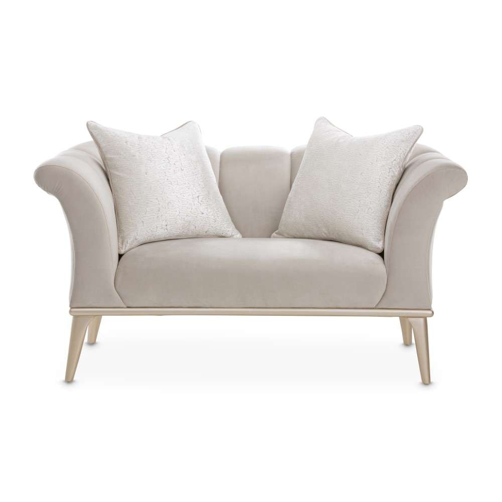 AICO by Michael Amini - Yvette Velvet Chair and a Half - Porcini/Champagne - LRU-YVTE838-PCI-136 veiw 2