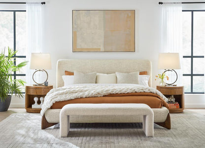 Alder & Tweed - Avery Upholstered 61in Bench Ivory Cloud Performance  Fabric - AT9810-IRC veiw 3