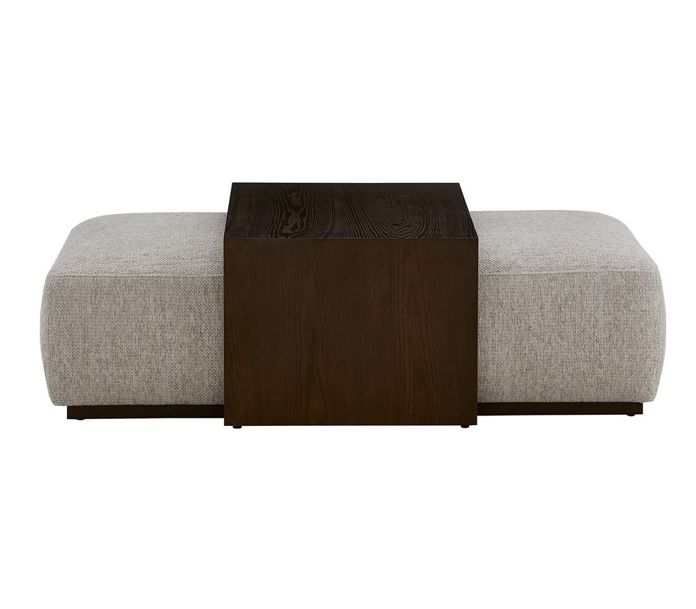 Alder & Tweed - Blair Cream Chalk Fabric, Espresso Wood Finish Modern Elegance 48.5in Ottoman and Table Set - AT9708-SCH/DKC veiw 2