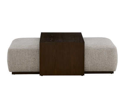 Alder & Tweed - Blair Cream Chalk Fabric, Espresso Wood Finish Modern Elegance 48.5in Ottoman and Table Set - AT9708-SCH/DKC veiw 2